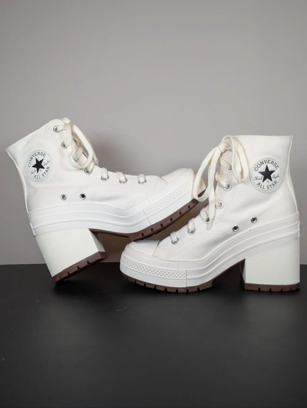 Converse Chuck 70 De Luxe Heel High Top Platform Sneakers Egret White Womens 7.5